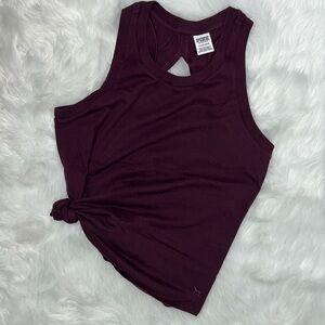 PINK slit-back maroon muscle tank Small